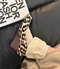 AIERTU - French Retro Leopard Print Round Toe Wedge Pumps Brown & Black Spotted Pattern New Style Elegant Women's High Heels Aiertu