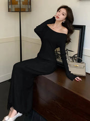 Aiertu DRESS TO IMPRESS Autumn Elegant Sexy Solid Midi Knit Dress Women Long Sleeve Slim Spring New French Vintage Wedding Party Vestidos Robe Mujers Aiertu