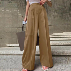 Aiertu Women Wide Leg Pants 2024 Spring Elegant Office Lady Casual Fashion Pantalones High Waist Commuting Solid Color Trousers Aiertu