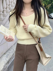 Aiertu 2024 Vintage Harajuku Lantern Long Sleeve Women Sweater Casual Korean Autumn Winter Knitwear Soft Warm Tops Chic Femme Sweater Aiertu