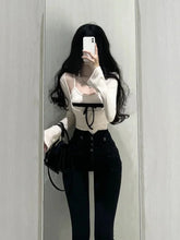 Aiertu Casual Y2k Crop Tops Women 2 Piece Sets Outwear Korean Fashion Clothing Bodycon Slim Tshirts Sexy Blouse Female Spring Aiertu