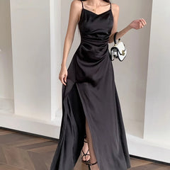 Aiertu Swing Collar Sleeveless Slip Sex Slit Maxi Dress New Fashion Evening Party Women Elegant Streetwear Y2K Aiertu