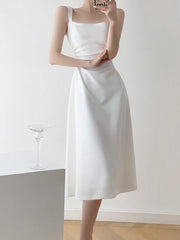 Aiertu DRESS TO IMPRESS Summer Evening Party White Long Dress Office Lady Slim Sexy Sleeveless Strap Dress Beach Style Women One Piece Dress Korean Aiertu