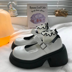 Aiertu Back to school Platform Mary Jane Shoes 2024 New Women's Shoes Women Thick Heels Trendy Street Lolita Shoes Round Toe Ankle Strap Pumps Aiertu