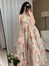 Aiertu Women Elegant Floral Print Maxi Dresses Summer New Fashion Sleeveless Loose Ruffle Y2k Dress Beach Birthday Party Robe Aiertu