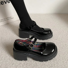 Aiertu Back to school Spring/autumn Mid Heel Loafers Square Heel Round Toe 2024 High Quality Women's Shoes Buckle Strap Shallow Solid Fashion Pumps Aiertu