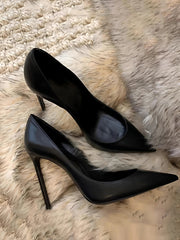 AIERTU - Temperament Black High Heels New Female Temperament Goddess Style 12cm Single Shoe Professional Commuter Versatile Single Shoe Aiertu
