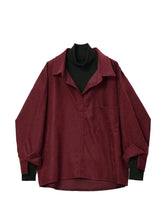 Aiertu Fake Two Piece Shirt Women Patchwork Turtleneck Turn-down Collar Autumn Winter Casual Lady Long Sleeves Female Loose Blouse Tops Aiertu