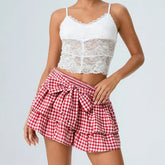 AIERTU - y2k Kawaii Harajuku Mini Skirt Plaid 2000s Retro Fairycon Bow Skirts Vintage Women E-girl Korean Streetwear Aiertu