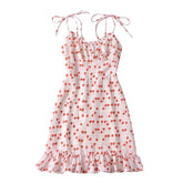 Aiertu 2024 Women French Vintage Floral Print Sling Mini Dress Sexy Sleeveless V Neck Female Holiday Summer Dresses Aiertu