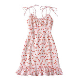 Aiertu 2024 Women French Vintage Floral Print Sling Mini Dress Sexy Sleeveless V Neck Female Holiday Summer Dresses Aiertu