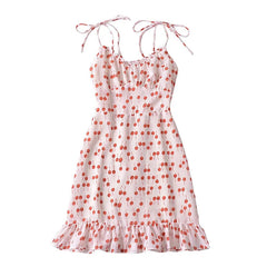 Aiertu 2024 Women French Vintage Floral Print Sling Mini Dress Sexy Sleeveless V Neck Female Holiday Summer Dresses Aiertu
