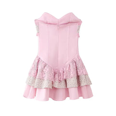 Aiertu 2024 Spring New Product Women's Fashion Sexy Lace Lace Lace Layered Decoration Bra Slim Fit Short Dress Aiertu