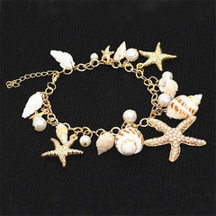 Aiertu Bohemian Natural Shell Conch Imitation Pearl Starfish Pendant Bracelet For Women Fashion Beach Bracelets Birthday Jewelry Gifts Aiertu