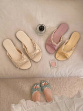AIERTU - New Summer Women's French Fairy Style Slide Sandals Bowknot Non Slip Flat Slippers Casual Outdoor Beach Dress Shoes Aiertu