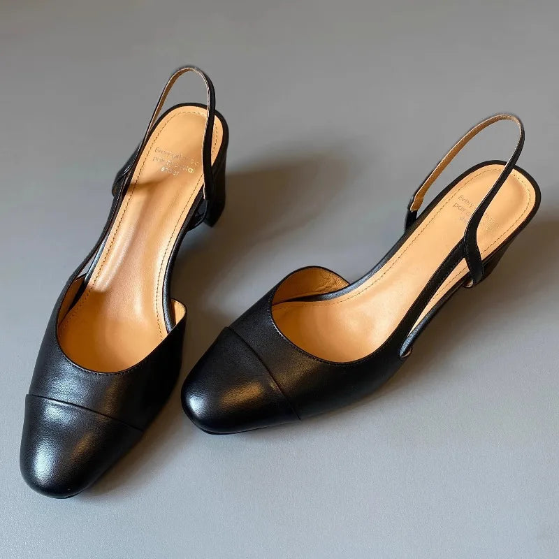 AIERTU - Fashion Womens Shoes Luxury Genuine Leather High Heeled Sandals for Woman French Style Casual Shoes Designer Shoes Zapatos Mujer Aiertu