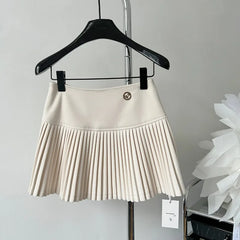 Aiertu Women's Woolen Pleated Short Skirt Autumn Winter American Korea Style Cheerleading Girl Straight A-line High Waist Mini Skirt Aiertu