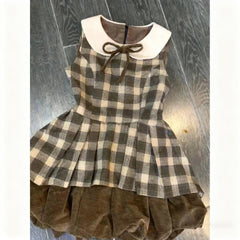 AIERTU - Harajuku Dresses Sexy Y2k Sweet 2000s Kawaii Ball Gown Bow Women's Dress Winter Short Skirt Plaid Fairycore Fashion Elegant Emo Aiertu