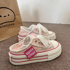 Aiertu Fashion Casual Canvas Shoes for Women 2024 Spring Autumn New Designer Half Slipper Shoes Female Platformm Sneakers Ladies Aiertu