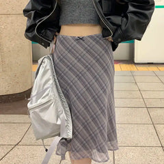Aiertu England Style Plaid Skirt Women A-line Knee-length Summer 2024 Korean Fashion Harajuku Bottom Ladies Skirts Chic Y2k Aiertu