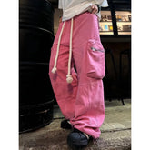 Aiertu Pink High Waist Women Jeans Vintage Straight Casual Baggy Punk Hip Hop Y2K Street American Wide Leg Female Trouser Denim Pants Aiertu