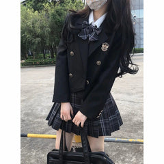 JK Blazer Women Preppy Style Students Thin All-match Casual Solid Long Sleeve Outerwear Single Breasted Fashionable Khaki Red Aiertu