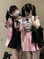 Aiertu Japanese Lolita High Waist Mini Suspender Skirt Y2k Aesthetic Sweet Women Solid Streetwear Gothic Jk Saia Feminina Harajuku Jupe Aiertu