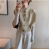 AIERTU - Button-knitted Cardigan Vest Women's Women's Soft Waxy Gentle Wind Sweater Vest Women Aiertu