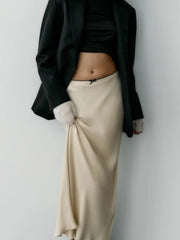 Aiertu Women Satin Skirt High Waist Midi Skirt Stylish Long Skirts For Women Fashion Chic And Elegant Woman Skirt Streetwear Aiertu