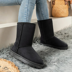 Women Shoes on Sale High Quality Winter Slip-on Mid-calf Women Boots Fashion Solid Casual Snow Boots Large Size Platform Boots Aiertu