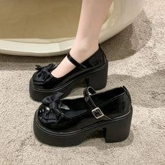 Aiertu Back to school White Platform Heels Women Mary Jane Shoes Vintage Girls High Heel Platform Lolita Shoes Japanese Style College Student Shoes Aiertu