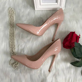 AIERTU - Classic Versatile Patent Leather Pointed Head Shallow Mouth Women's Thin Heel Sexy 12cm High Heels Single Shoes Aiertu