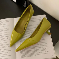 Aiertu Patent Leather Low Heel Office Women Shoes Pumps Pointed Low Elegant High Heels Simple Comfy Nude Spring Footwear for Women 2024 Aiertu