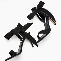 Aiertu High Heel Solid Women's Stiletto Matte Bow Cross Straps Fashion Sexy Open Toe One Word Belt Sandals Women Aiertu