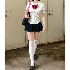 Aiertu Sexy White Blouses Women Korean Fashion Shirt Chic Harajuku Preppy Elegant Female Japanese Casual JK Slim Y2k Blusas Cute Tops Aiertu