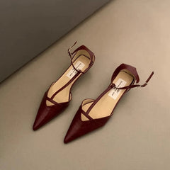 Aiertu Spring New Women Sandal Fashion Pointed Toe Shallow Ladies Elegant Slingback Shoes Thin Low Heel Outdoor Dress Pumps Aiertu