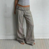 AIERTU - Casual Euramerican Vintage High Waist Buttons Design Stright Pants Y2k Harajuku Wide Leg Trousers Punk American Lazy Pants Aiertu