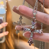 Aiertu - Agape Love Goth Cross Necklace Dark Academia Kawaii Academia Y2K Cottagecore Coquette Fairycore Dollette Princesscore Aiertu