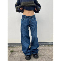Aiertu Blue Women Jeans High Waist Fashion American Vintage Streetwear Y2K Ripped Wide Leg Jean Female Denim Trouser Baggy Denim Pants Aiertu