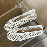 AIERTU - Summer Hollow Weave Mesh Women Loafers Fashion Round Toe Slip On Female Beach Casual Shoes Flat Sandals Zapatos De Mujer Aiertu