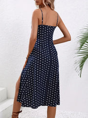 Aiertu 2024 Women Floral Print Spaghetti Straps Summer Boho Beach Dress Print Elegant Suspenders Square Neck Slit Dress Vestidos Aiertu