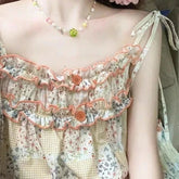 Aiertu - Pixie of Patchwork and Mandarin Orange Blossoms Dress Dark Academia Kawaii Academia Y2K Cottagecore Coquette Fairycore Dollette Princesscore Aiertu