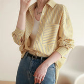 Aiertu Office Lady's Elegant Shirt Jacket Women's Loose Striped Long Sleeved Shirts And Blouses Summer Trend Korean Sweet Casual Top Aiertu
