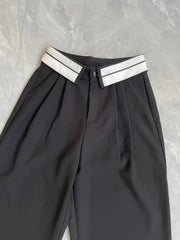 Aiertu Casual High Waist Streetwear Style Black Pleated Straight Pants Korean Fashion Women's Wide Leg Baggy Y2K Trouser Female Clothes Aiertu