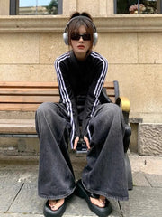 Aiertu Grunge Y2k Black Jeans Women Baggy Vintage Oversized High Waist Denim Trousers Wide Leg Korean Streetwear Female Retro Aiertu