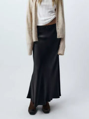 Aiertu Women Satin Skirt High Waist Midi Skirt Stylish Long Skirts For Women Fashion Chic And Elegant Woman Skirt Streetwear Aiertu