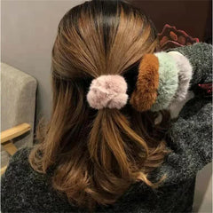 Aiertu Winter Fluffy Fur Elastic Hair Bands Hair Rings For Women Girls Plush Hair Ropes Hairwear Rubber Band Hair Loop Hair Accessories aiertu