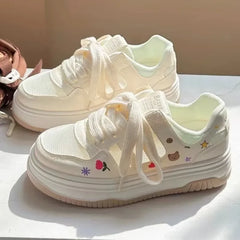 Aiertu Cute Cartoon Designer Sneakers Women 2024 Summer Breathable Mesh Women's Vulcanized Shoes Casual Fashion Student Platform Shoes Aiertu