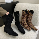 Aiertu Women's Boots 2024 New Autumn Flat Heels Shoes Ankle Boots Fashion Leopard Print Wedges Heel Ankle Booties Casual Chelsea Botas Aiertu