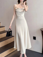 Aiertu Sleeveless Solid Chic Women Summer Dress Spaghetti Strap Satin Bodycon Elegant Midi Party Vestidos Female Long Clothes New Robe Aiertu